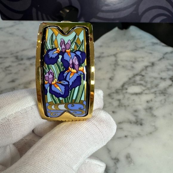 💕HOST PICK💕Frey Wille Royal Clasp Gold Enamel Bangle Claude Monet "Iris". - Picture 7 of 15